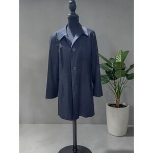 Utex Design Collared Button Lined Black Mid-Length Jacket Petites Size MD
